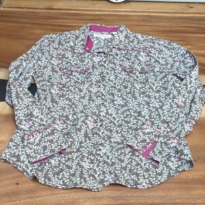 Stetson Women’s Brown & Pink Floral Pearl Snap Shirt L